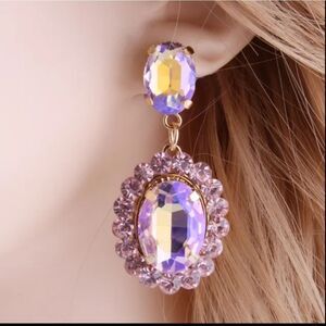 NWOT Large Rhinestone Crystal Pink Earrings